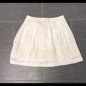 LOFT cream eyelet A line work linen skirt